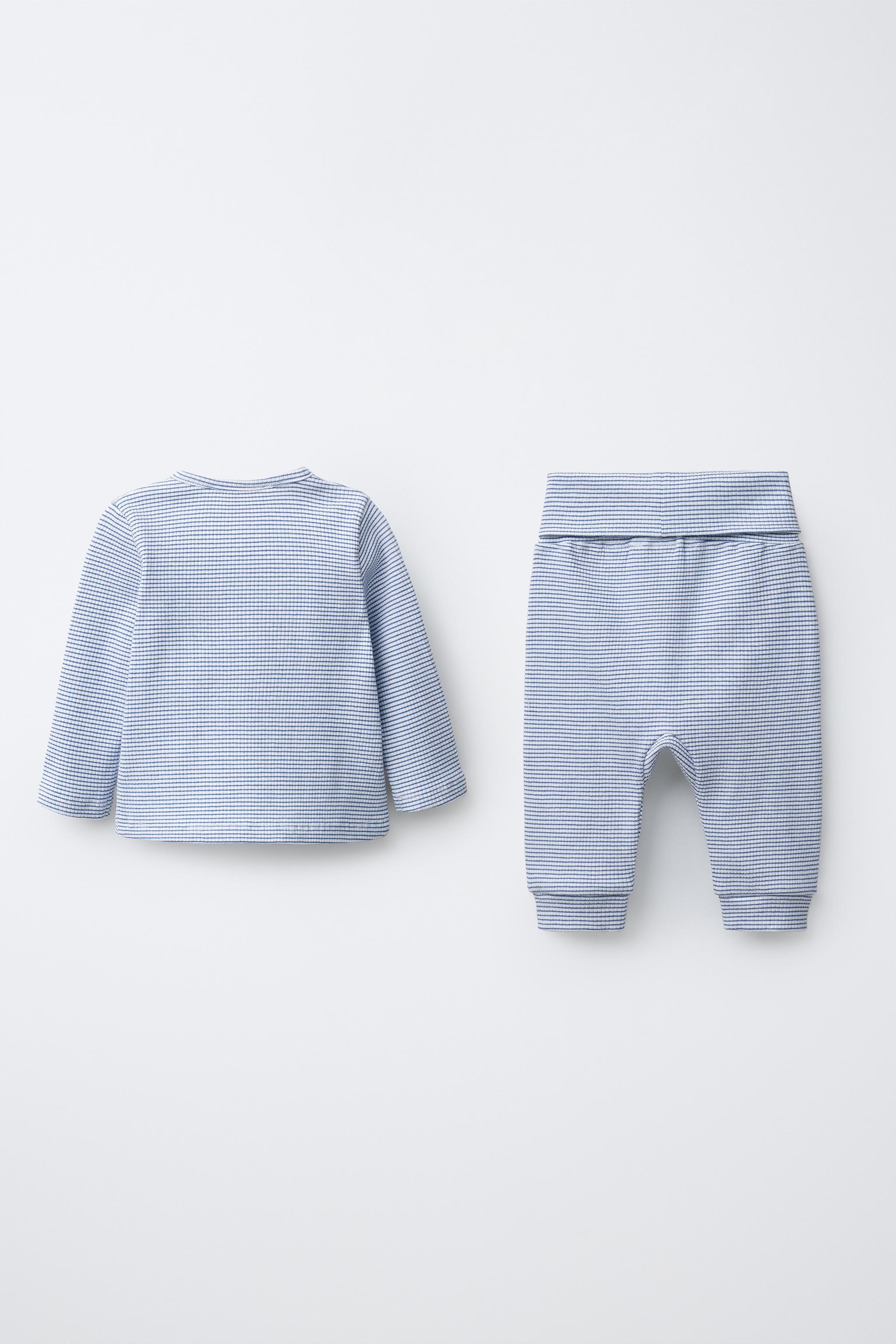 CHICK EMBROIDERED STRIPED SAROUEL T-SHIRT AND PANTS SET